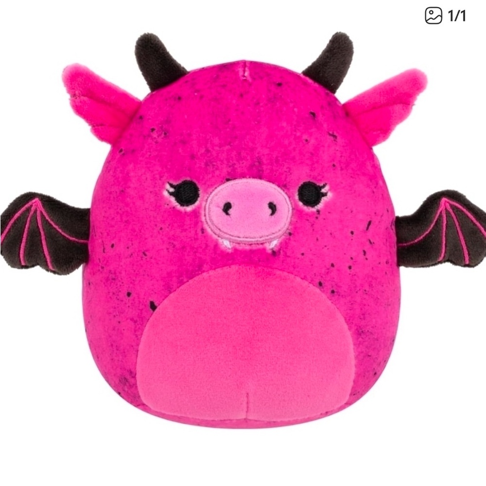 Squishmallows Bianca Fuchsia and Black Dragon Plush Gargoyle